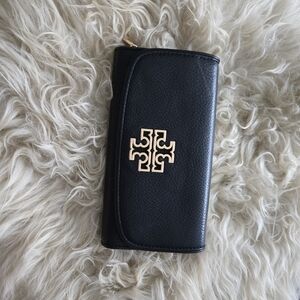 Tory Burch Black Wallet with Gold Logo